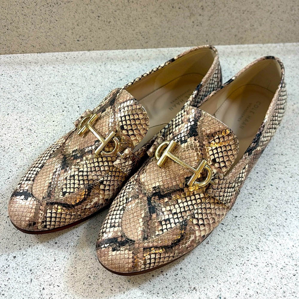 COLE HAAN Modern Classics Bit Loafer Python Rama Printed Leather Flat Shoes 10